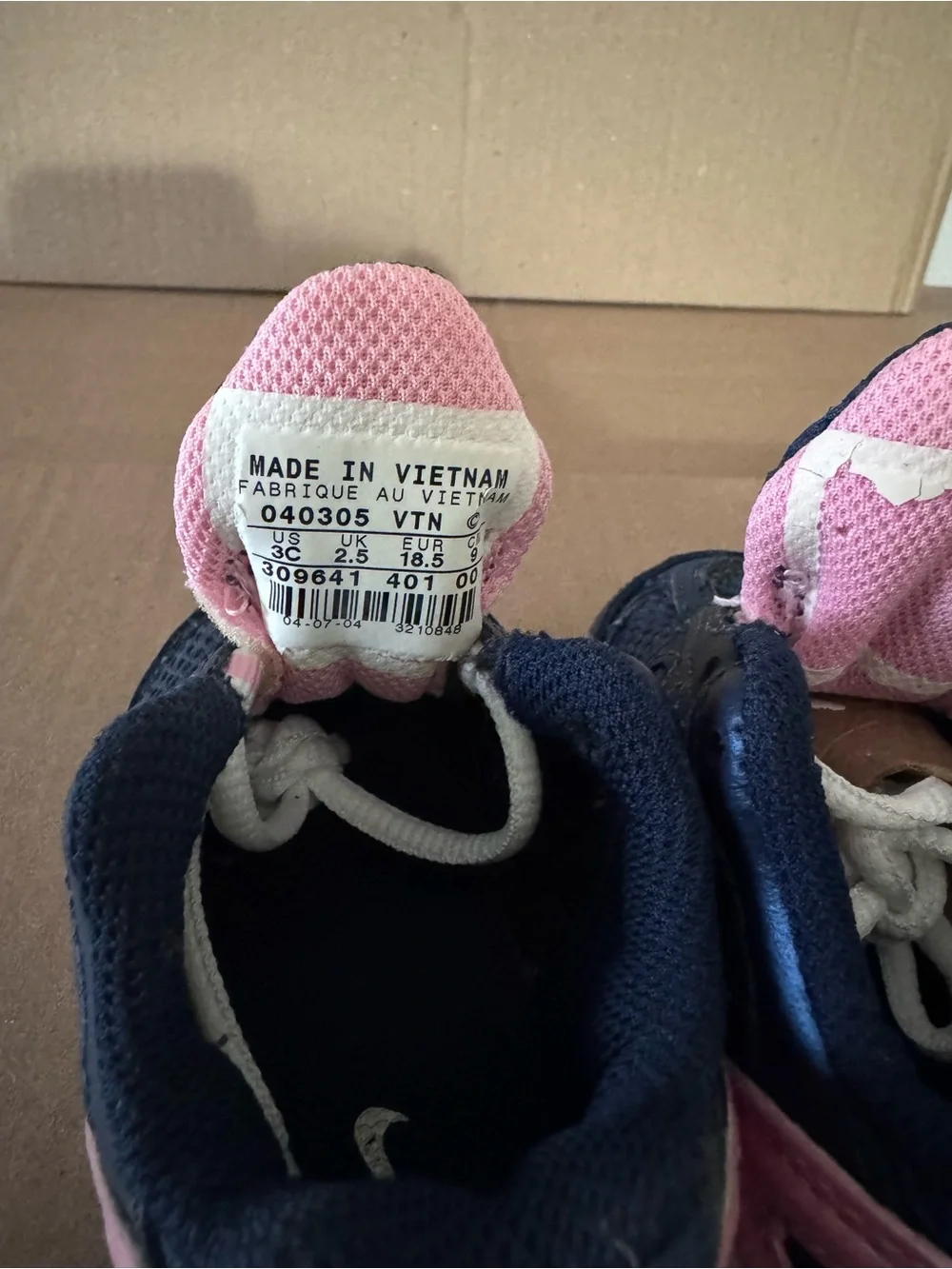 Nike Kids Navy Sneakers with Pink Accents